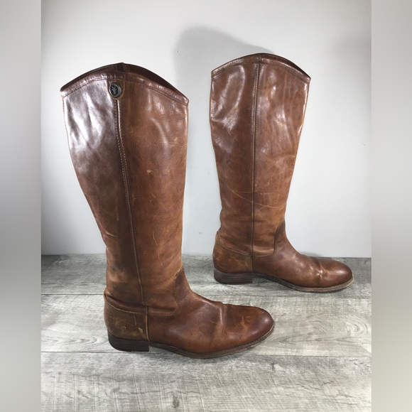 Frye 75449 Melissa Button 2 Brown Leather Knee-High Riding Womens Boots Size 10 - Picture 2 of 10